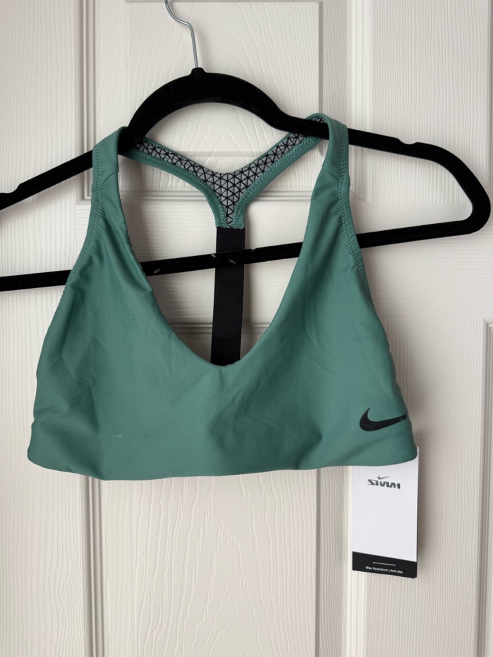 Nike Women's Teal Green Swim Bikini Top - Racerback Swoosh